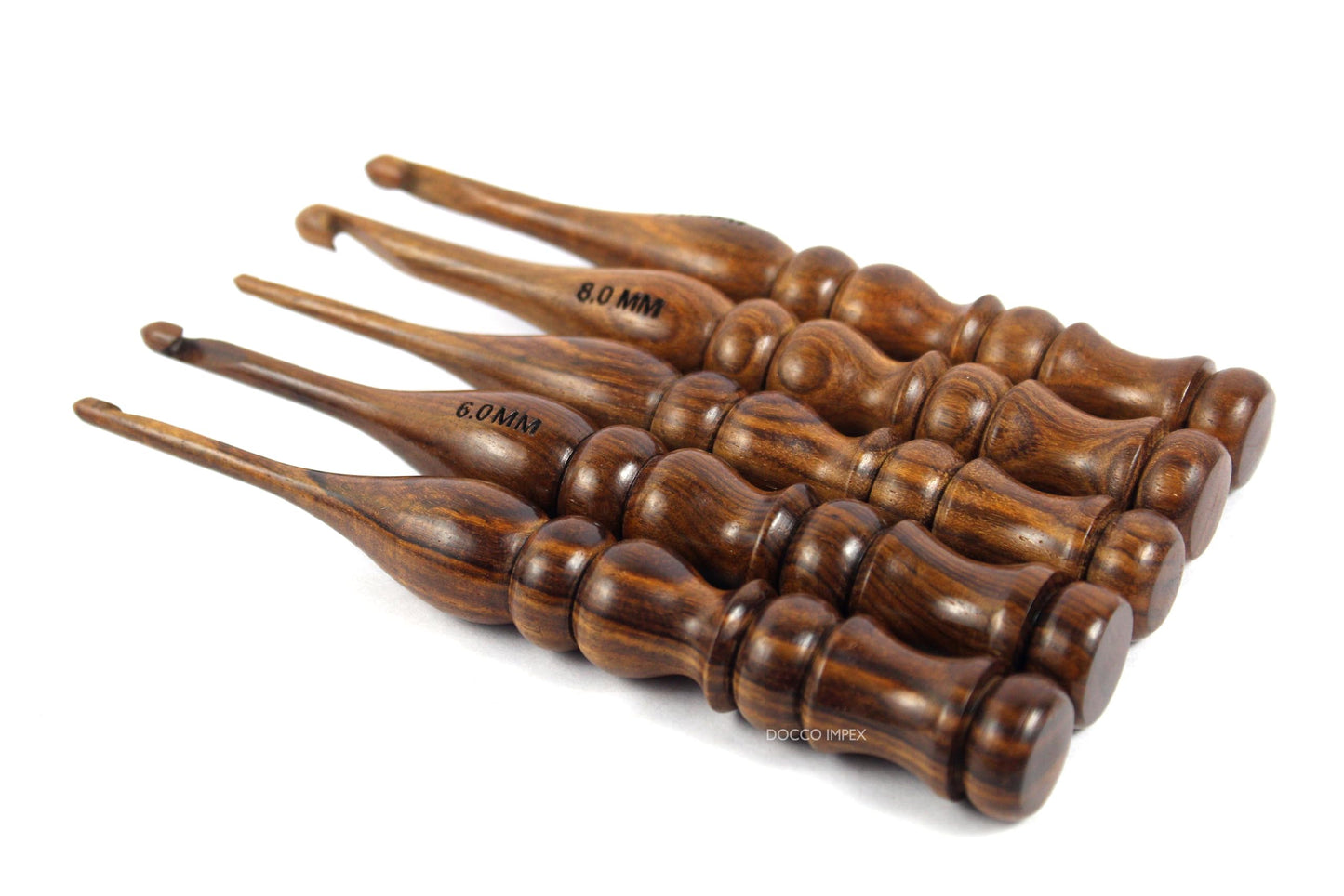 Wooden Crochet Hooks Set Rosewood Needles for Knitting & Crocheting Size 4mm to 8mm Ergonomic Soft and Comfortable Grip Handle “Yarn Accesories (Set of 5)