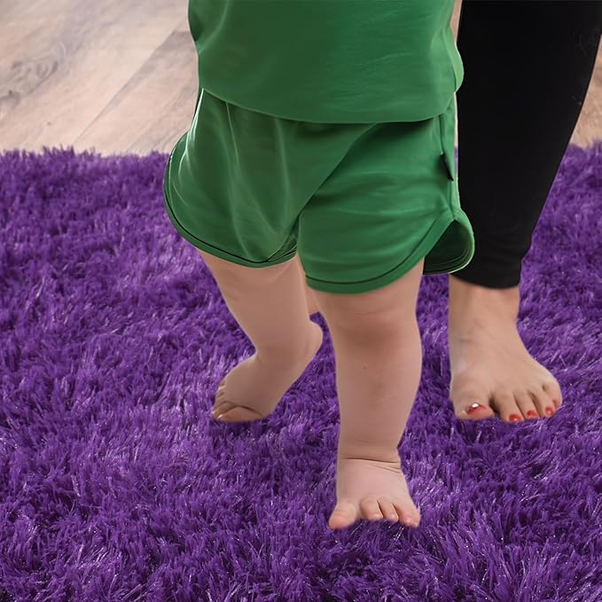 Soft Runner Rugs for Bedroom Hallways, 2x4 Purple Fluffy Shag Throw Area Rug Non Slip for Bedside Dorm, Long Shaggy Furry Carpet for Nursery Living Room