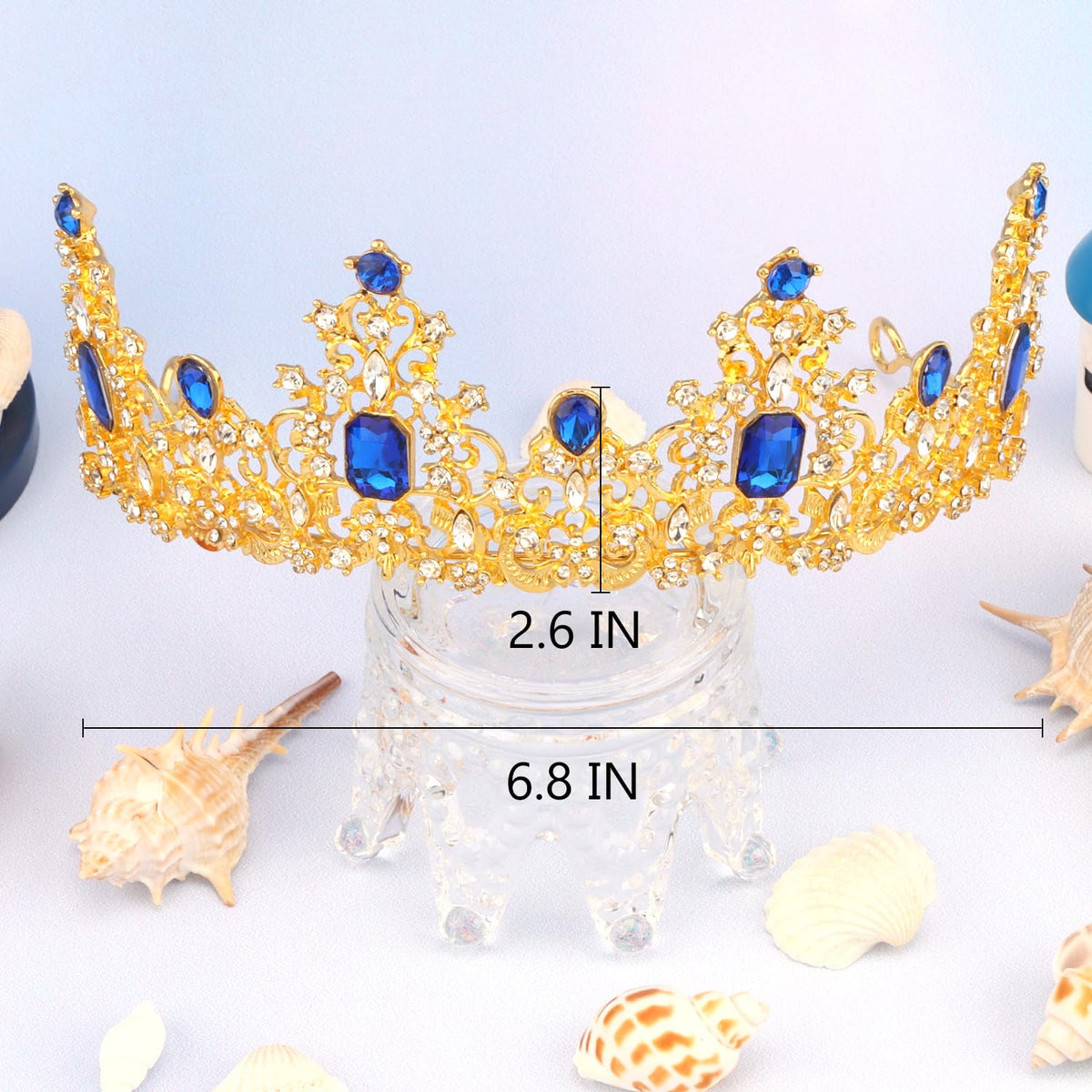 Didder Royal Blue Gold Princess Crown Birthday Tiara Prom Queen Tiaras and Crowns for Women and Girls Halloween Costume Headpiece Hair Accessories