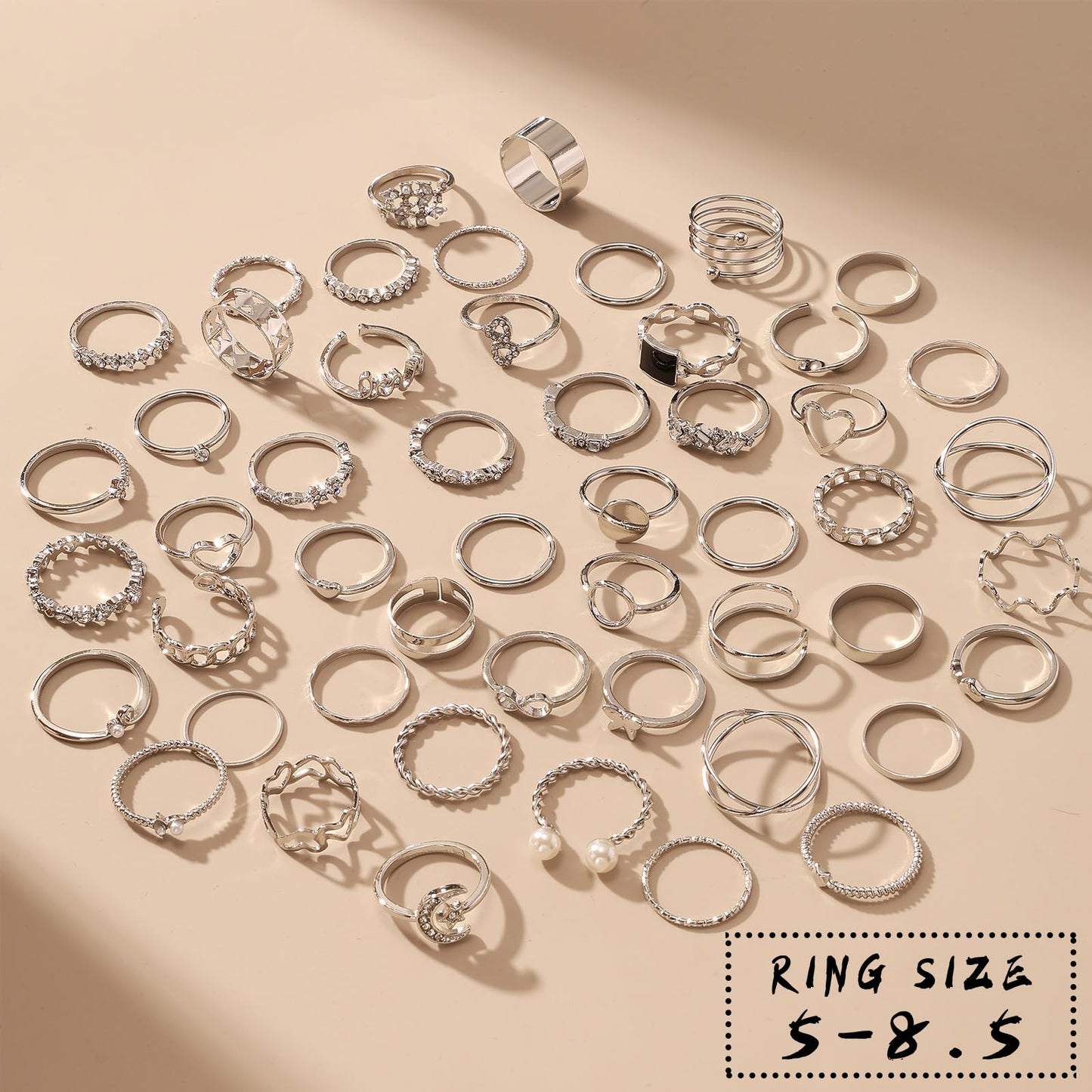IFKM Gold Knuckle Rings Set For Women Vintage Stackable Joint Finger Midi Rings Dainty Cubic Zirconia Crystal Simple Twist Hollow Cute Rings Pack Jewelry Gift (Moonlight Express, Silver)