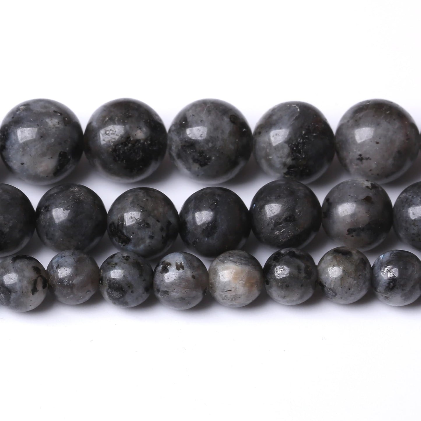 10MM Black Larvikite Round Loose Beads Natural Gem Beads Crystal Energy Stone Beads for Jewelry Making DIY Bracelet Necklace