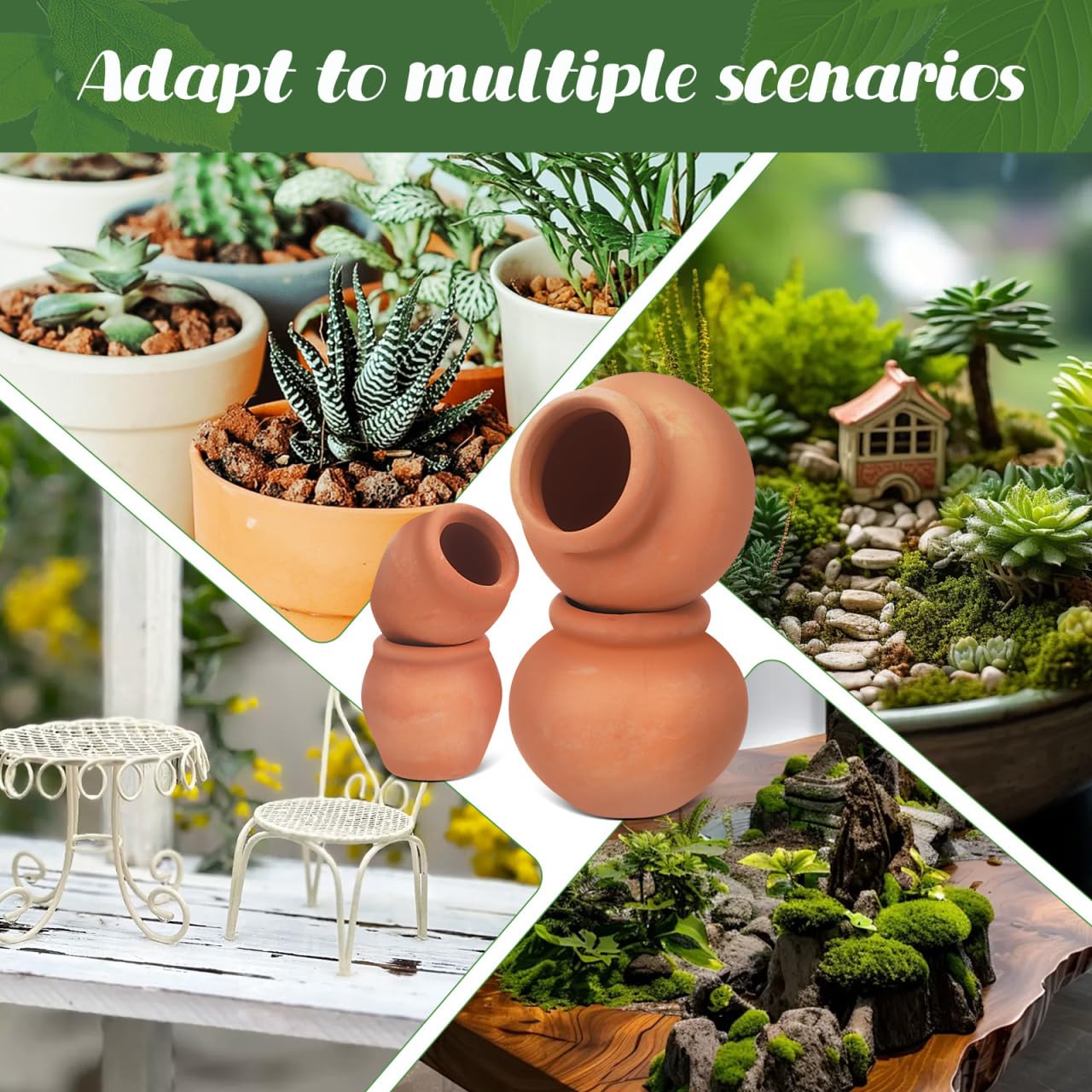 Mipcase 4pcs Mini Terracotta Succulent Pots Cute Nursery Containers for Indoor Plants Small Flower Breeding Pots Drainage Decorative Garden Planters for Home Office