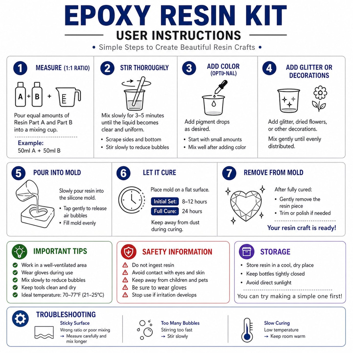 RNYBFPT Epoxy Resin Kit for Beginners, 18oz Crystal Clear Resin with Silicone Molds, Easy 1:1 Mix, All-in-One Resin Art Kit with Pigments & Glitter for Jewelry Making, DIY Crafts & Creative Gifts