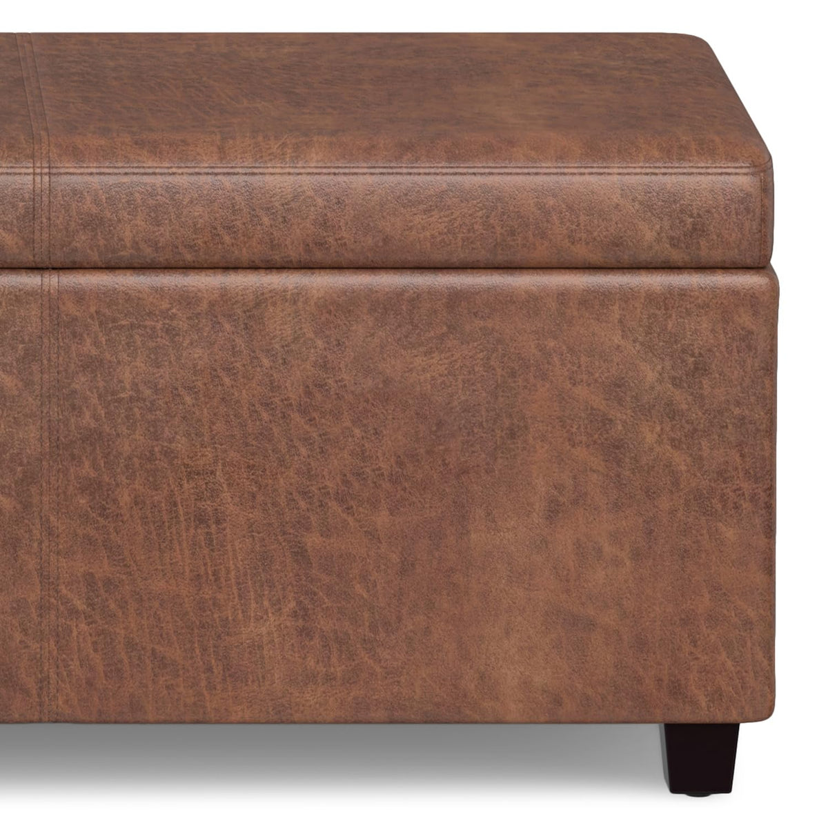 Avalon 54" Wide Vegan Leather Storage Ottoman in Brown