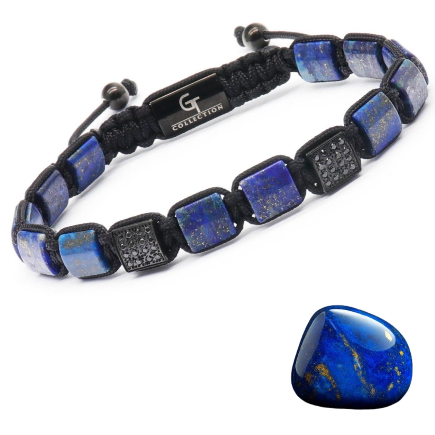 GT collection Flat Bead Bracelet, Gemstone Adjustable Bracelets for Men - Beaded Energy Bracelet for Relaxation and Peace, Handcrafted Men's Jewelry Gifts for Men