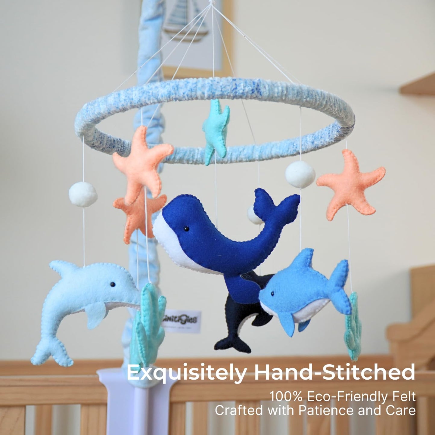Ocean Baby Mobile for Crib - Sea Creatures Crib Mobile for Boys & Girls - Rotating Musical Baby Boy Mobile with 12 Lullabies - Under The Sea Nursery Decor Gift