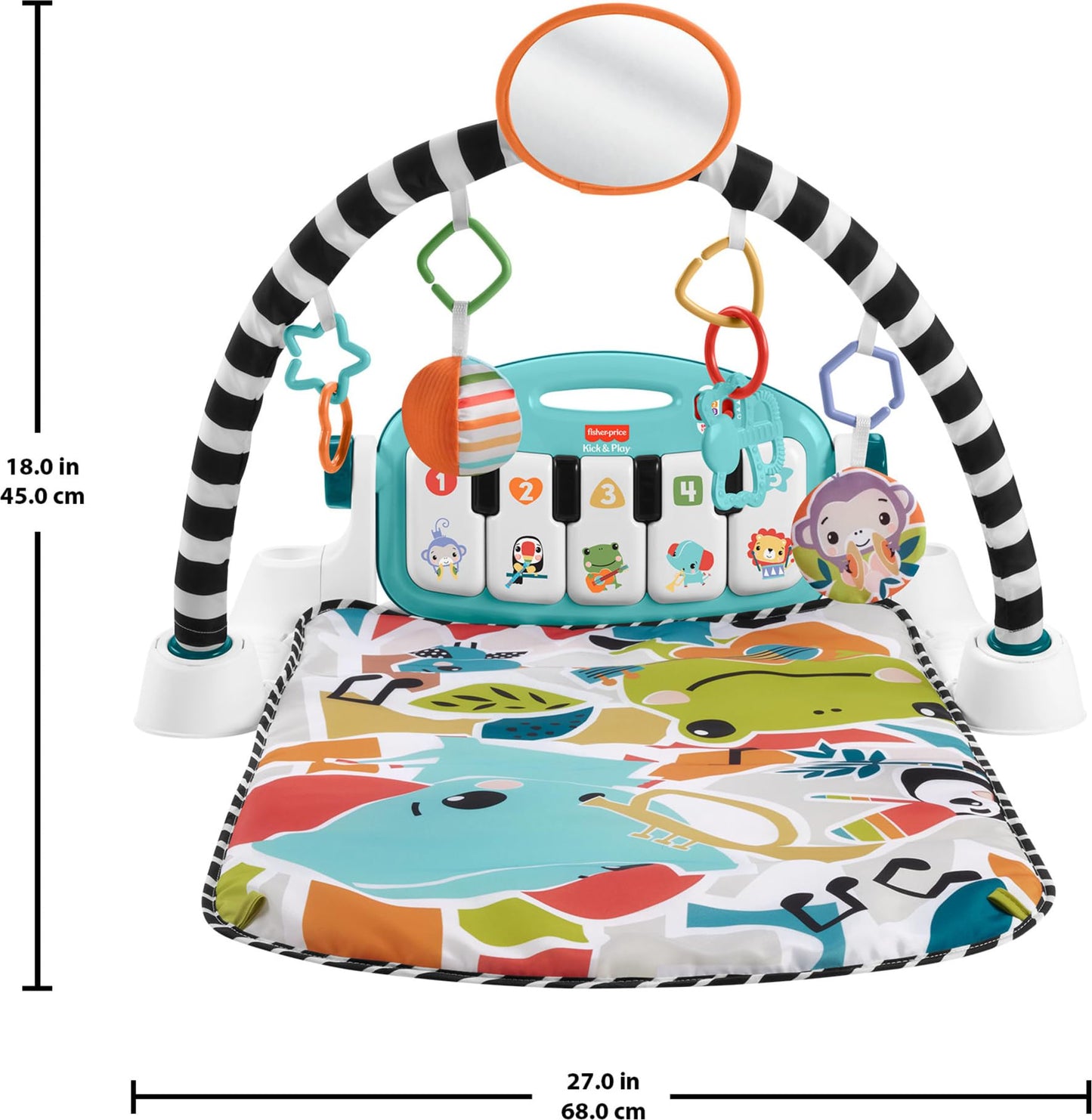 Fisher-Price Baby Activity Mat Glow & Grow Kick & Play Piano Gym, Spanish Language Version, Blue Musical Learning Toy for Ages 0+ Months