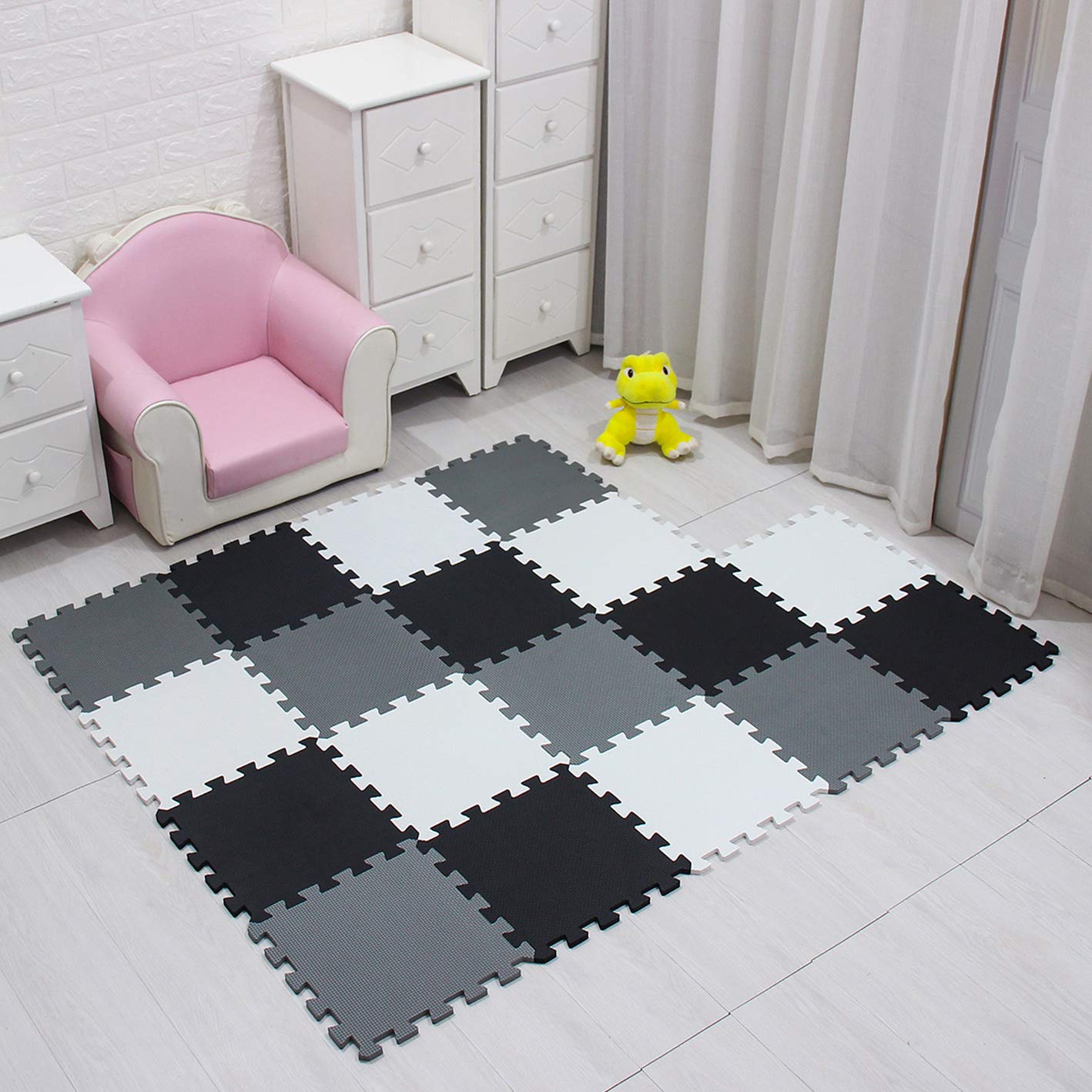 Baby Play Mat|Foam Puzzle Floor Playmat for Infants,Children Kids|Tummy Time Crawling Sit Interlocking Square Non Toxic Meiqicool 18 Piece Mat 101104112