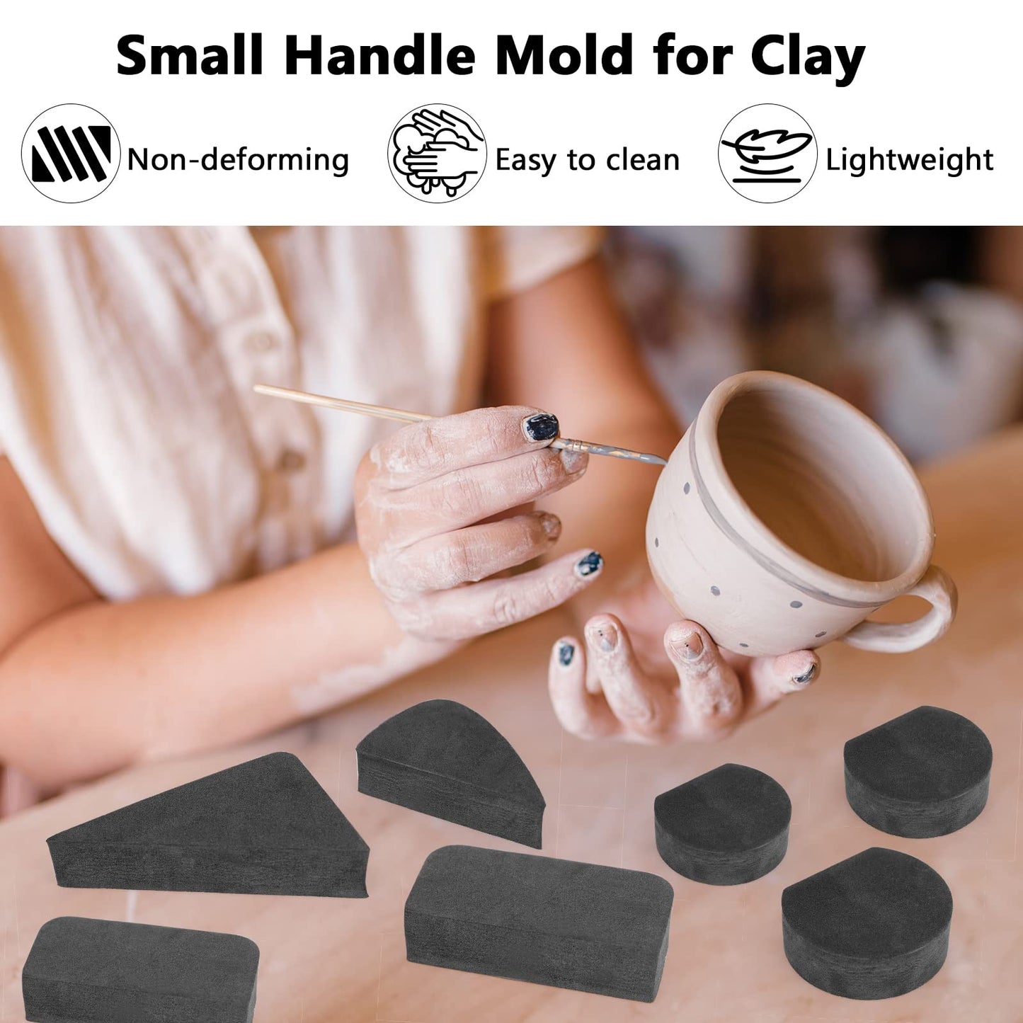 Pottery Mug Handle Molds 12Pcs Mug Handle Forms Mug Handle Making Tool for Pottery Ceramic Mug Handle Molds for Clay with Various Shapes and Sizes-Black