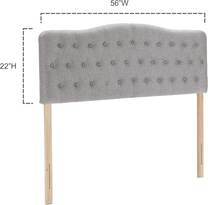 Upholstered Full Headboard, Button Diamond Tufted Headboards with Adjustable Height and Solid Wood Leg, Linen Fabric Padded Headboard for Full Size Bed, Mordern Head Board, Grey