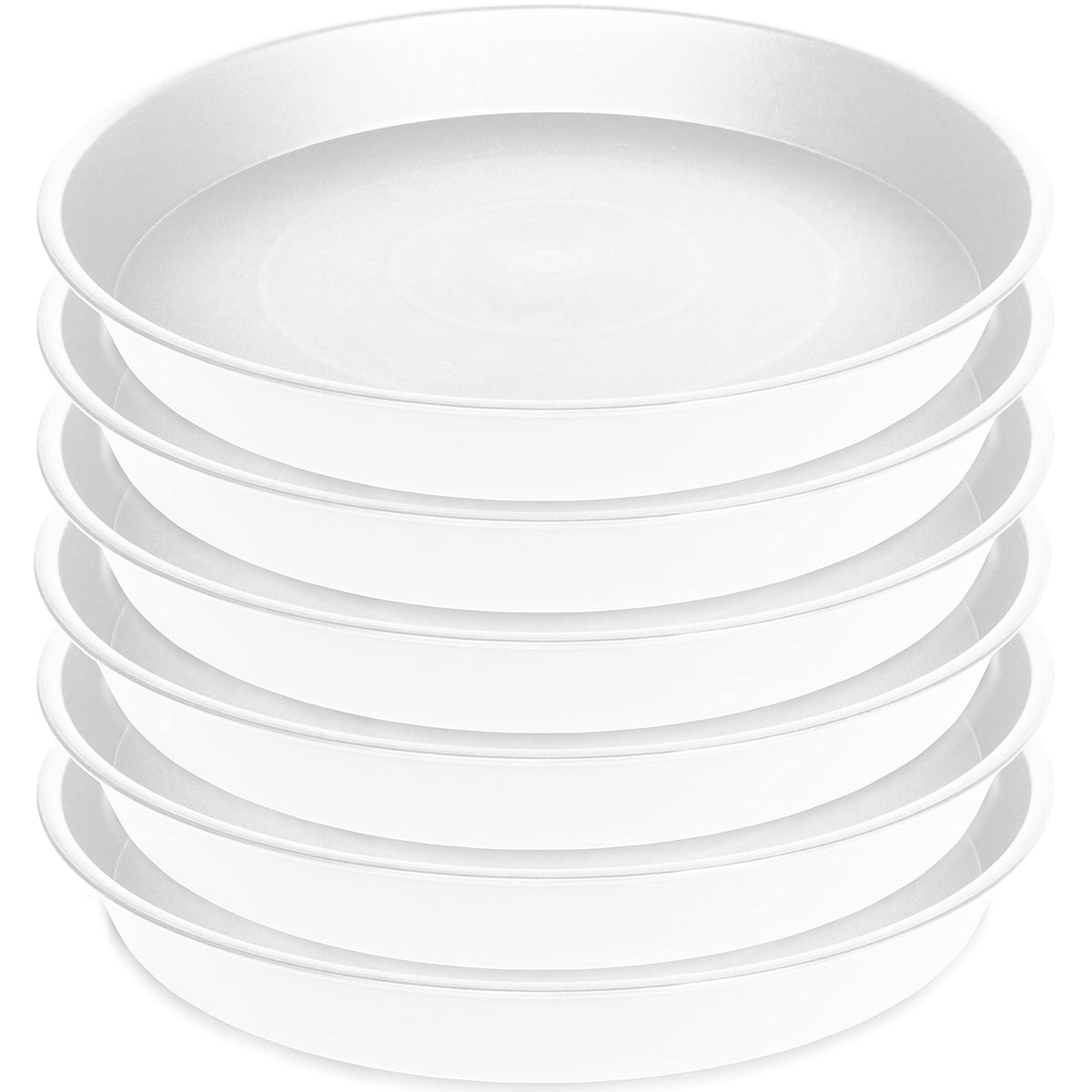 Bleuhome 6 Pack of 8 inch Plant Saucer, Heavy Duty Plastic Plant Water Tray, Pebble Tray, Flower Saucers for Indoors, Pot Saucers, Bird Bath Bowls, Plant Dishes for Planter 7"/8" (8", Black)