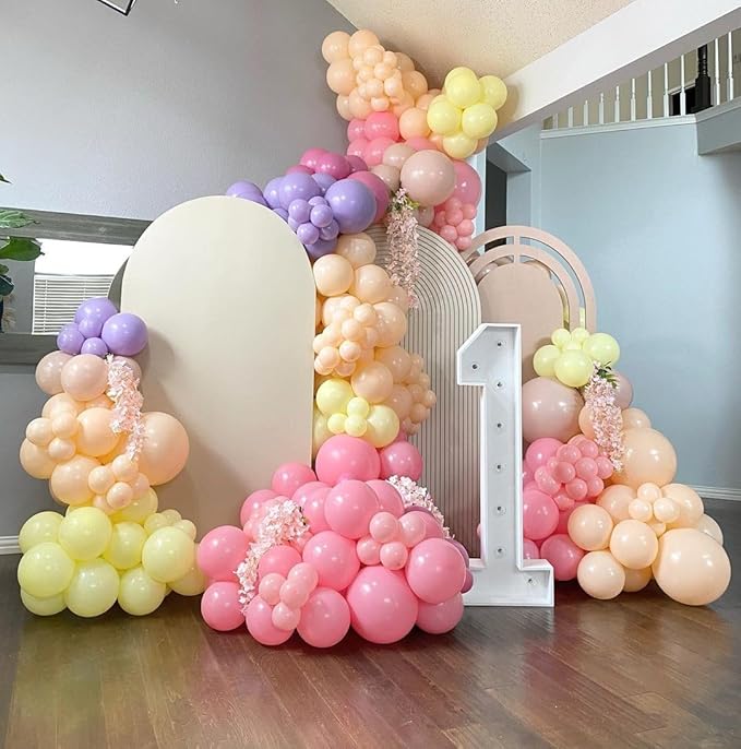 Pastel Rainbow Balloon Garland Arch Kit, 162 Pcs – Assorted Colors Pastel Latex Balloons for Birthday, Baby Shower, Wedding & Unicorn Party Decorations