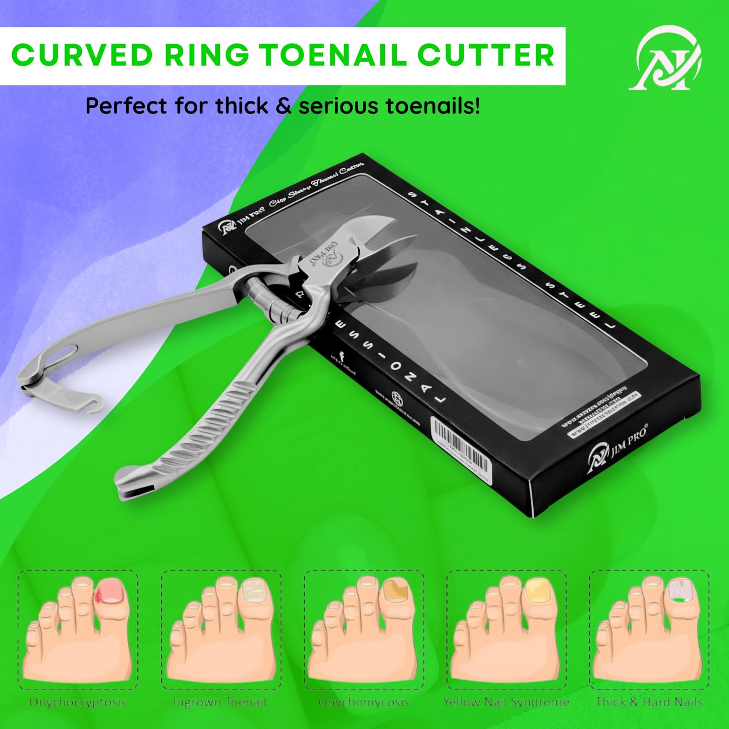 Jim Pro ClipSharp Toenail Cutter - Professional Heavy Duty Nail Clipper for Thick & Ingrown Toenails - Sharp Stainless Steel Blades, Ergonomic Non-Slip Grip for Men & Women/JP-SC-TC-5.5"