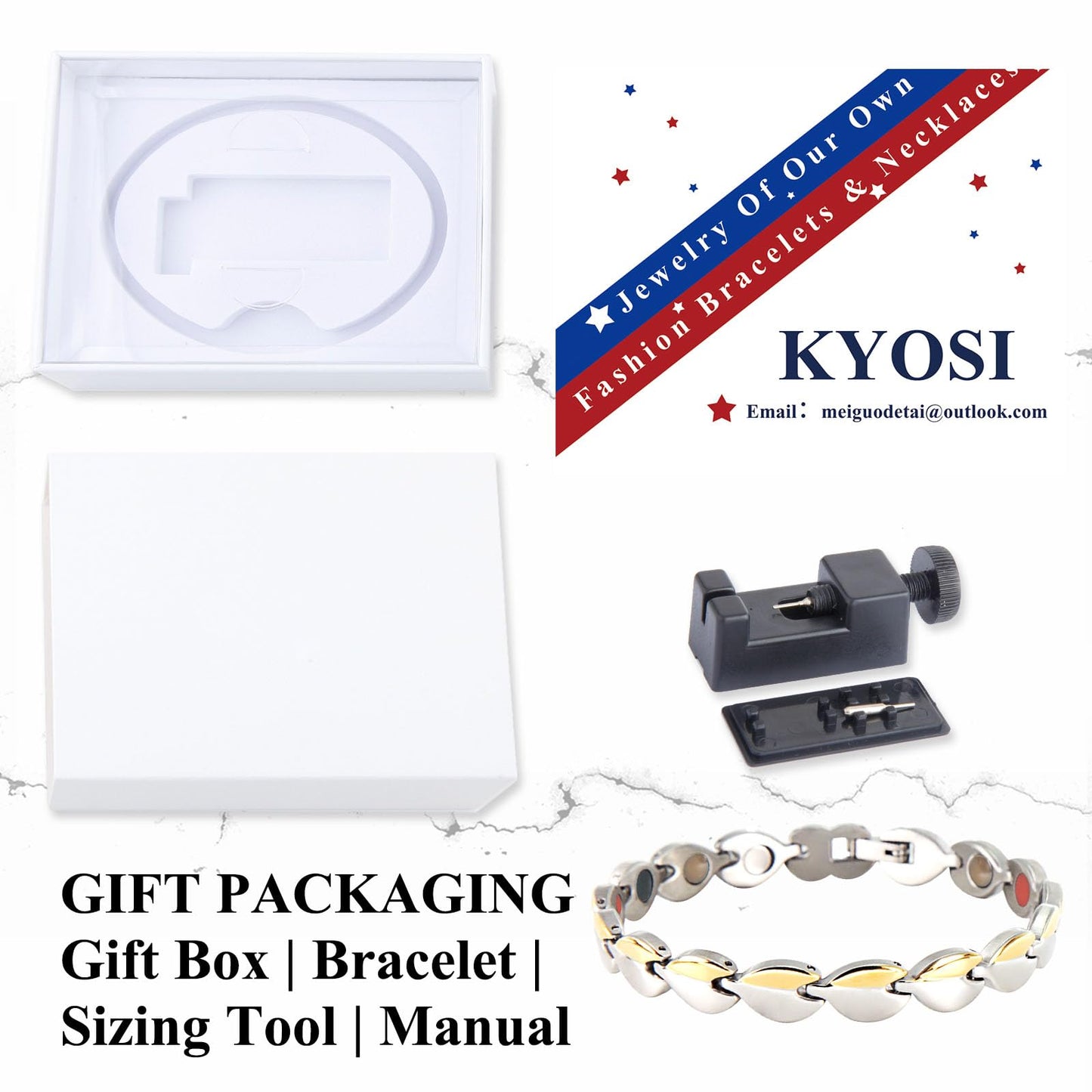 KYOSI Magnetic Bracelets for Women Stainless Steel Magnet Bracelet Special Jewelry with Sizing Tool Mothers Day Gift