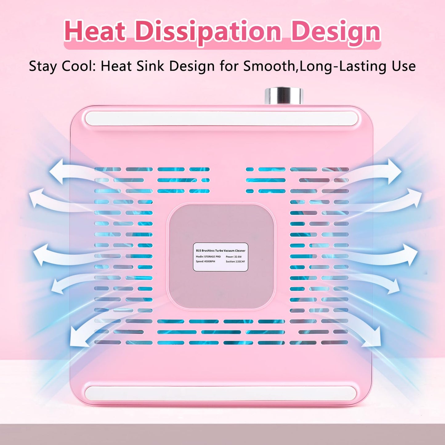 heemeei Nail Dust Collector, Powerful Dust Collector Nail Tech with 11-Gear, Professional Cordless Vacuum Nail Fan Dust Collector for Nail Tech, Nail Salon & Home (Pink)