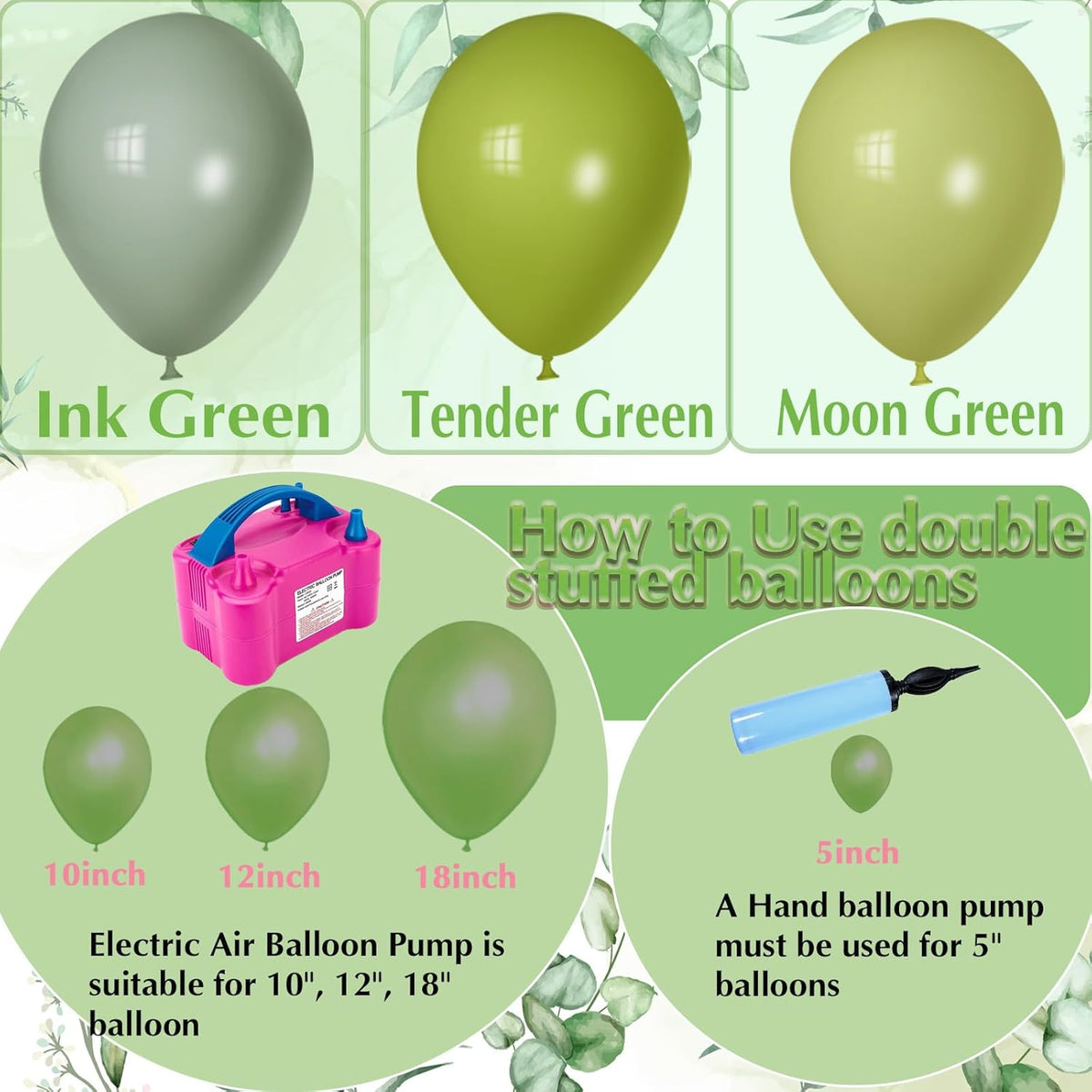 Green Balloons Arch Garland, Scmdoti Moon Green Balloons Different Sizes 18 12 10 5 Inches for Birthday Baby Shower Bridal Shower Wedding Jungle Party Decorations(MoonGreen)