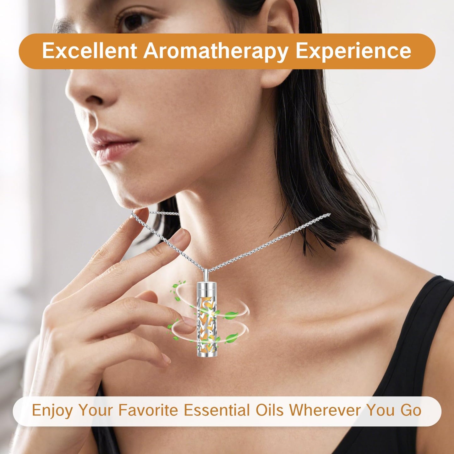 YAFIYGI Essential Oil Necklace with 10 Refilled Pads Aromatherapy Pendant Perfume Locket Stainless Steel Diffuser Jewelry for Couples Scent Pendant Aroma Aromatherapy Present for Women Men