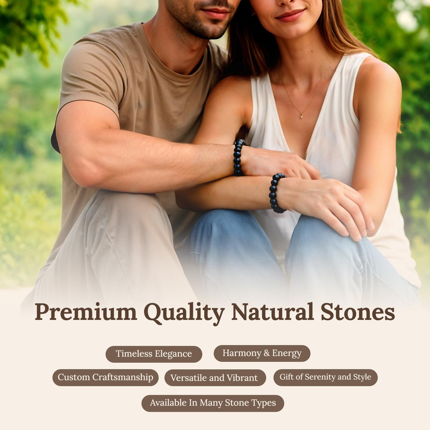 Elm City Direct 8mm Natural Stone Beaded Bracelet – Unisex Crystal Stretch Bracelets for Men & Women, Chakra & Healing Jewelry, Gift-Ready Beaded Bracelets (Obsidian, 8mm)