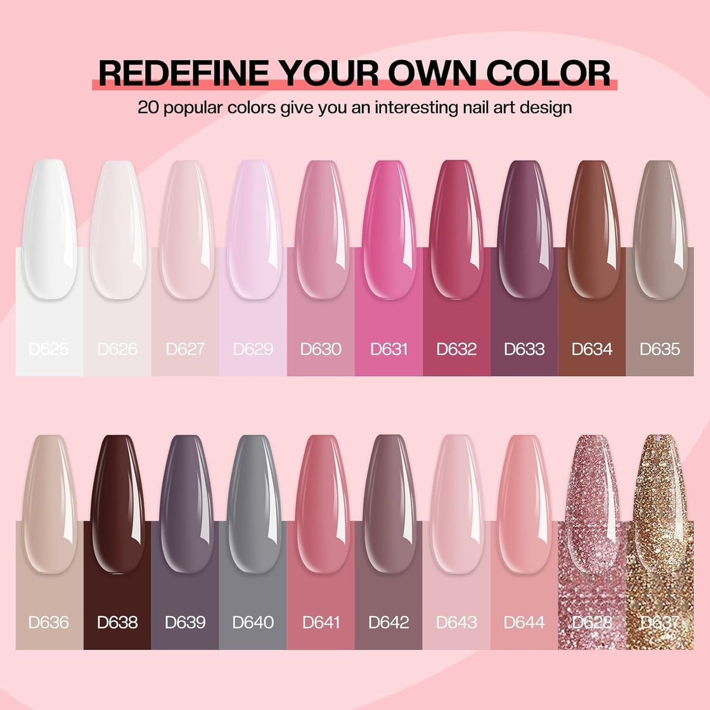 Morovan Dip Powder Nail Kit: 20 Colors Starter Set With Dip Powder Liquid Set for Nail Art DIY at Home