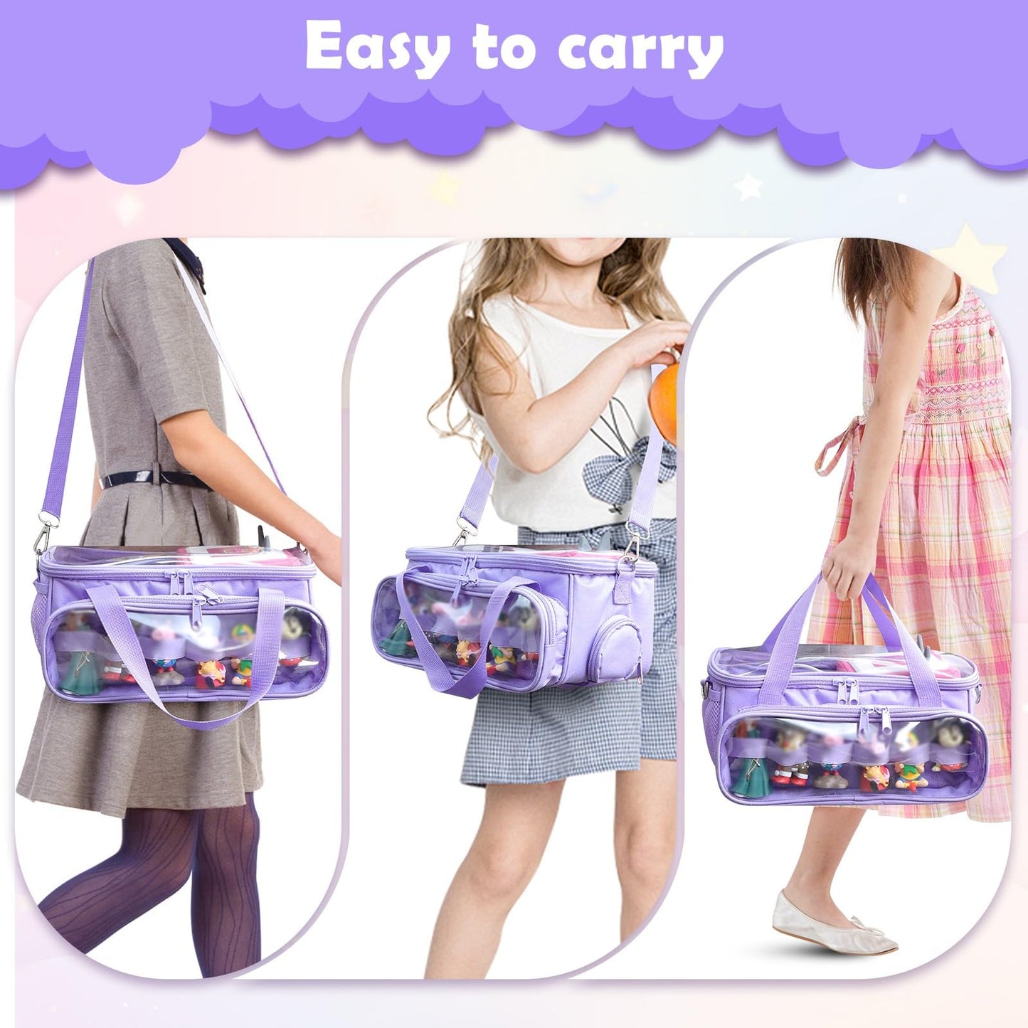 Demao Carrying Case for Tonie 2 &1 in Purple | All-in-One Portable Storage Box | Holds 20+ Figures for Tonies, Shockproof Travel Organizer | PVC Visual Cover-Plays Audio Figurines On-The-Go