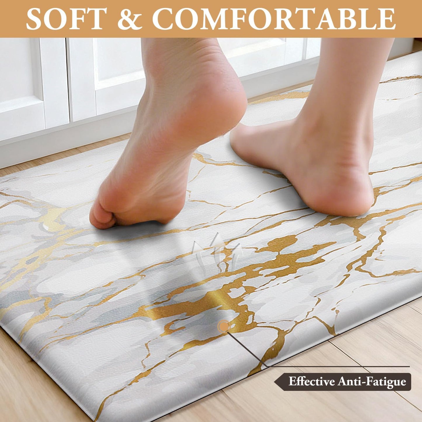 StepLively Kitchen Rugs and Mats, 2-Pack Low Profile Slip Resistant Kitchen Mats for Floor, in Front of Sink and Stove-17.3"*30"+17.3"*47"