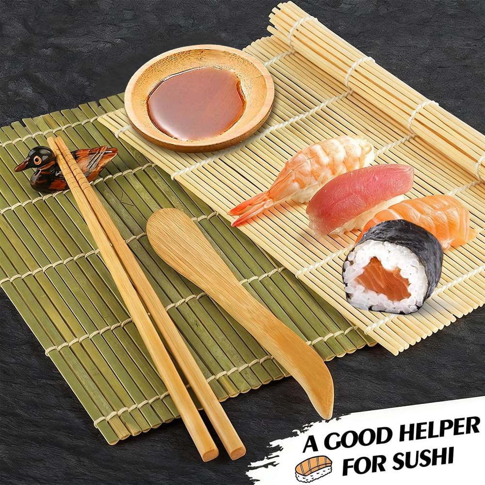 SmileTools Sushi Making Kit, 22 in 1 Sushi Roller Sushi Maker Kit with Bamboo Sushi Rolling Mats, Bazooka, Chef's Knife, Chopsticks, Sauce Dishes, Rice Spreader, Avocado Slicer, Guide Book
