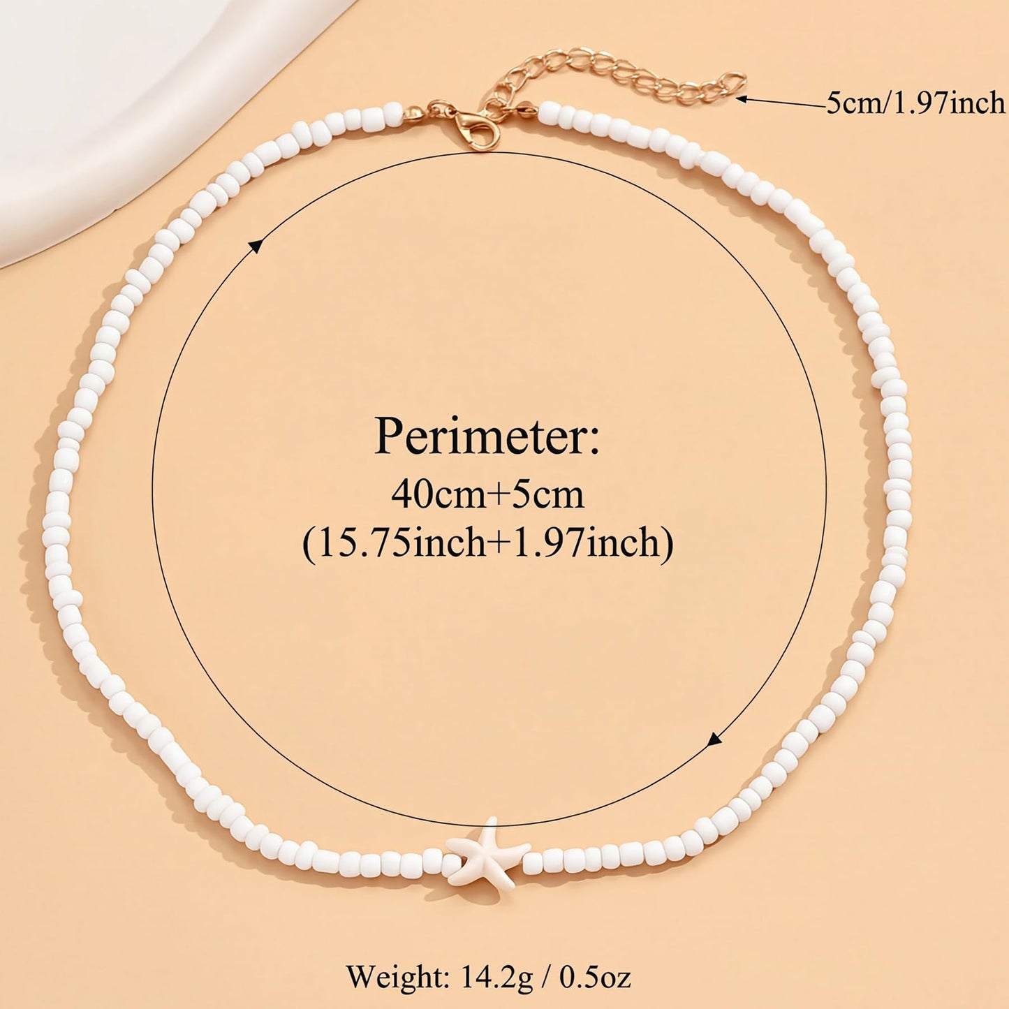 Nackiy Handmade Sea Shell Necklace Choker For Women Summer Adjustable Natural Shell Collar Necklace (Beige Starfish)