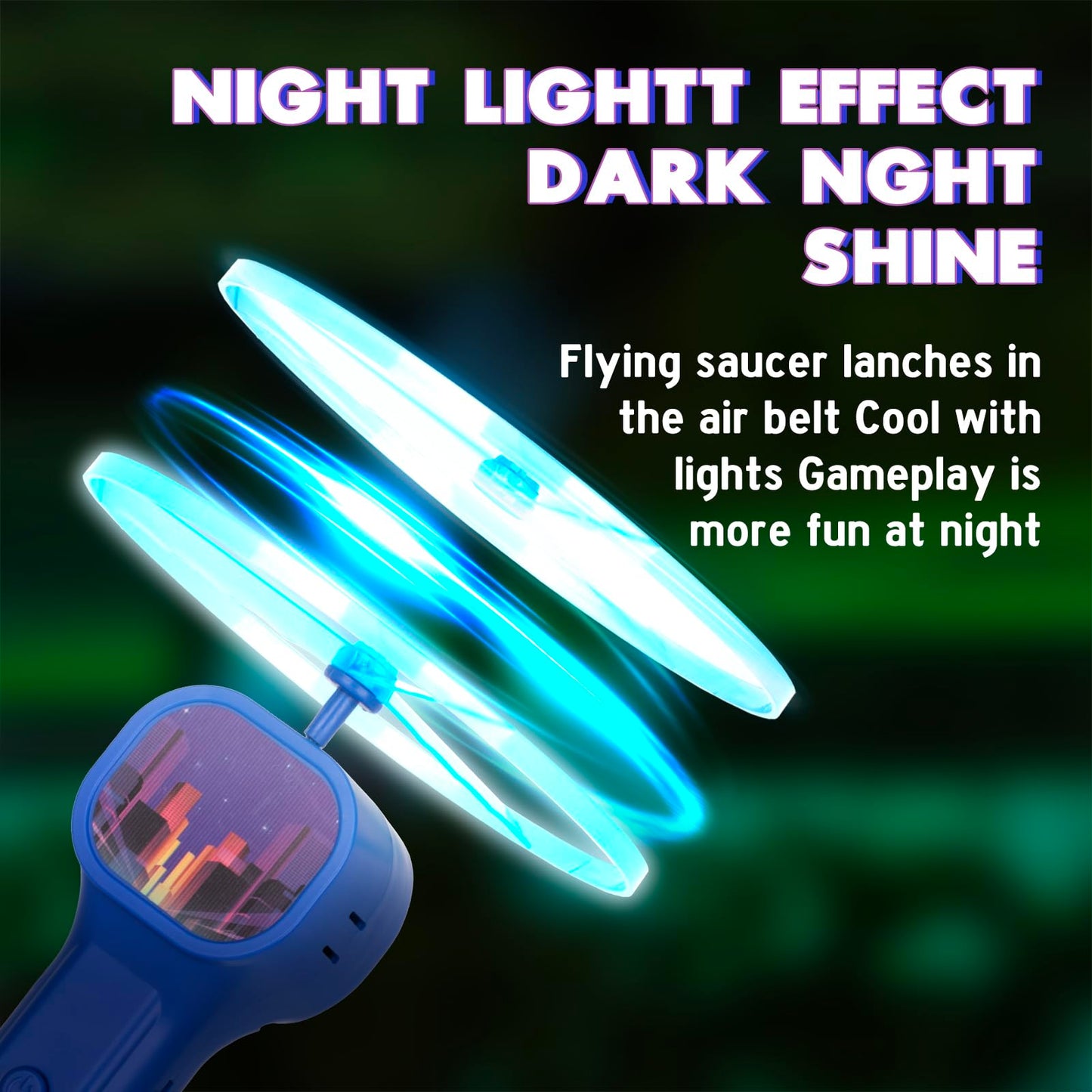 FunisFun Electric Disc Launcher with 6 Flying Spinners for Adults & Kids, Rechargeable Glow in The Dark Disc, Outdoor Fun Fidget Cat Fetch Toys for Pets Interactive Hunting