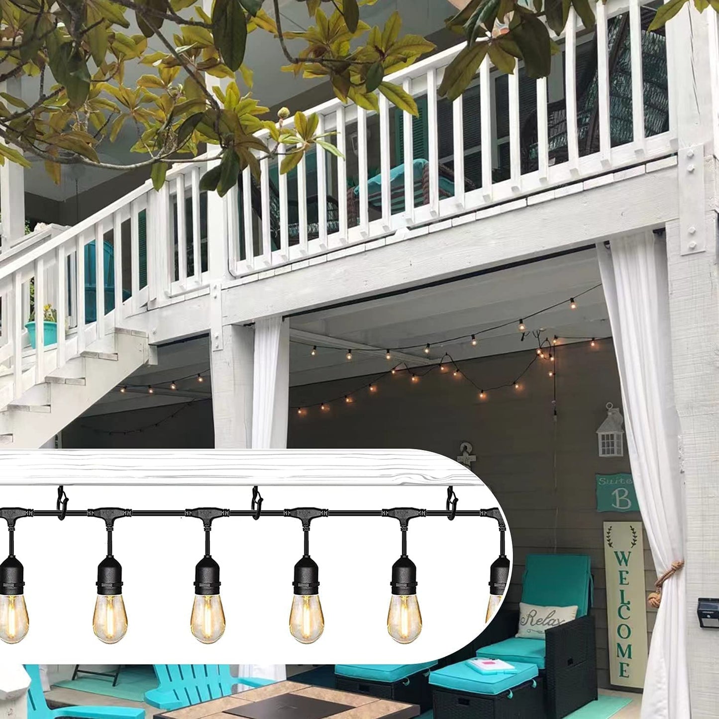 Zzbety 20 PCS Q-Hanger Hooks White - Screw in Hooks with Safety Buckle Design Christmas Lights Hanger Outdoor Wire Fairy Lights and String Lights, Easy to Release, Include 1 Wing Nut Driver