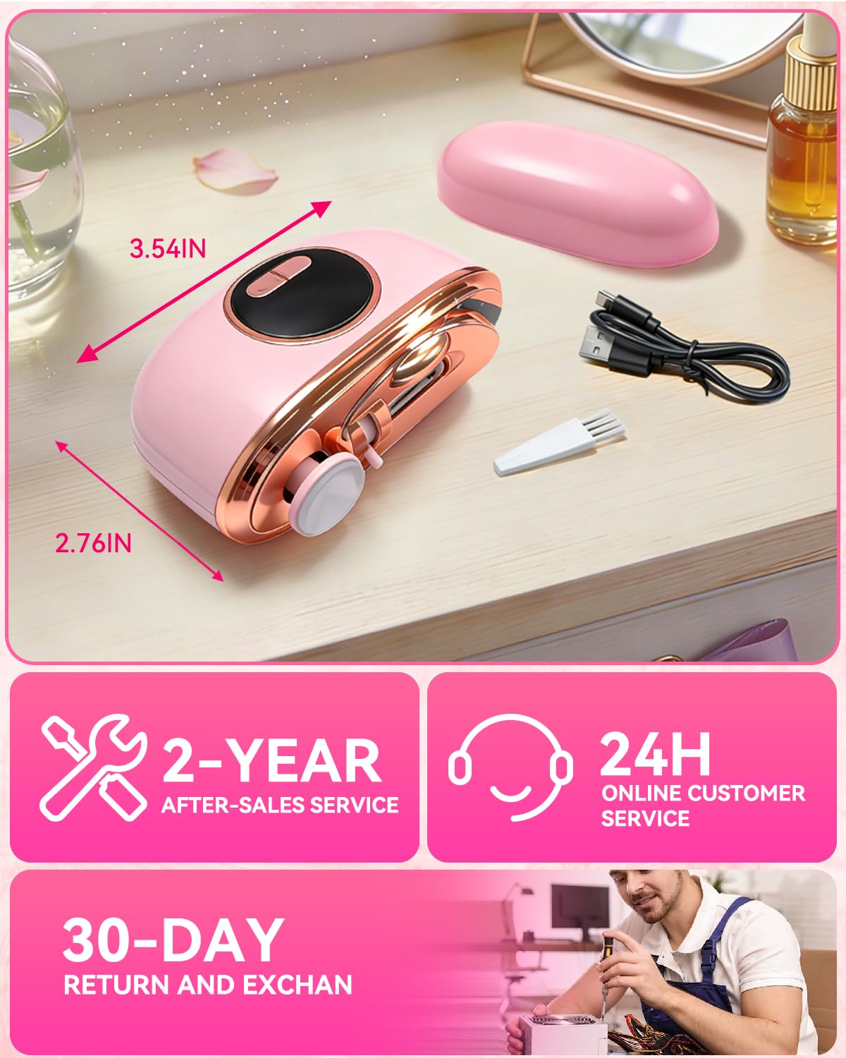 2026 Upgraded 3-in-1 Electric Automatic Nail Clipper【5.0 German Power Motor】【3 Smart Modes & Double-Blade】【Safe Nail Trimmer Polishing】 with LED Light & Dust Storage, Quiet & Gentle for Senior