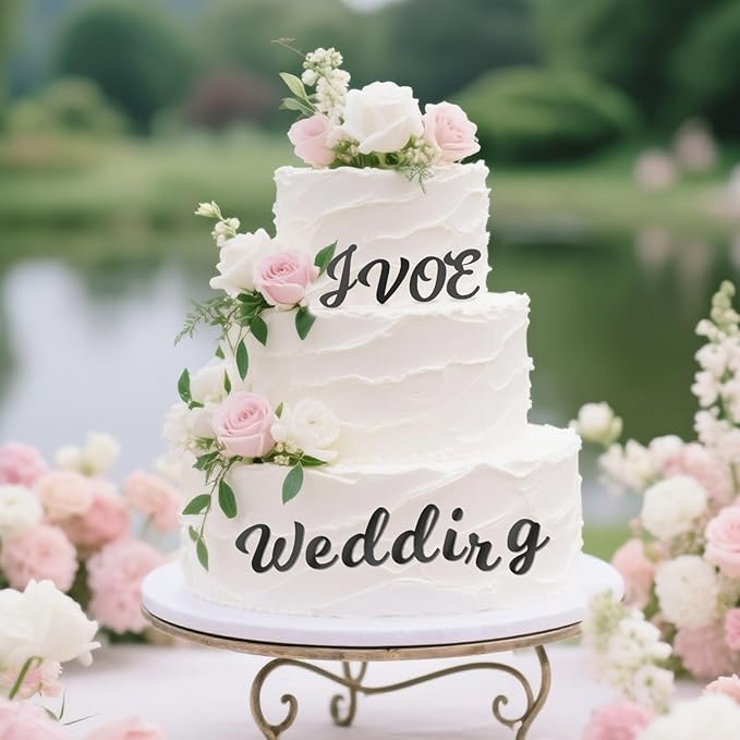 126 PCS Custom Name Cake Topper Acrylic Letters DIY Personalized A-Z & 0-9 Number Alphabet Cake Decoration For Wedding Anniversary Baby Shower Party Birthday Supplies (Black)