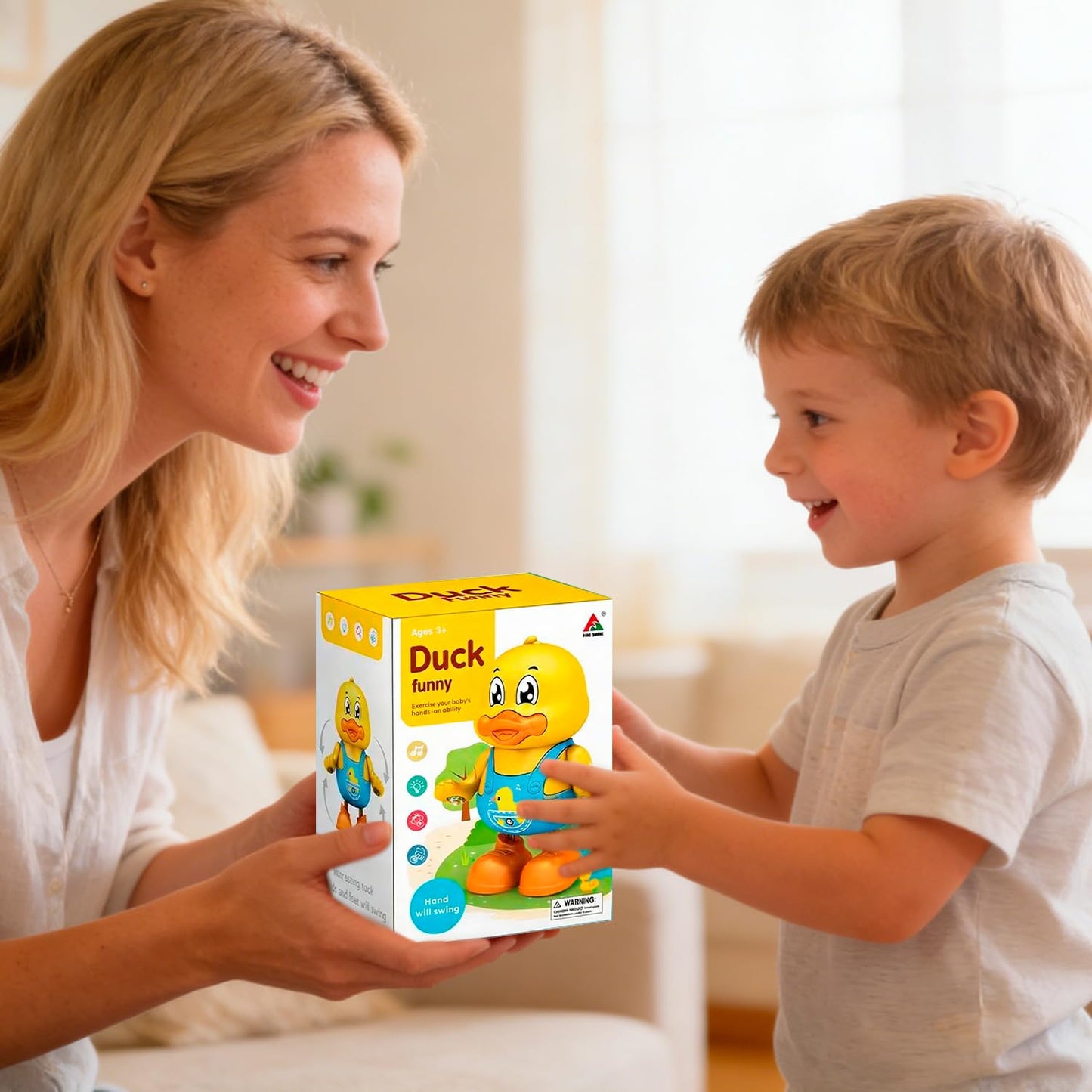 lonfypeng Interactive Dancing Duck Musical Toy for Toddlers, Flashing Lights & Melodies, Baby Musical Easter Duck Toy Dancing Crawling Tummy Time Toys Birthday Easter Gifts