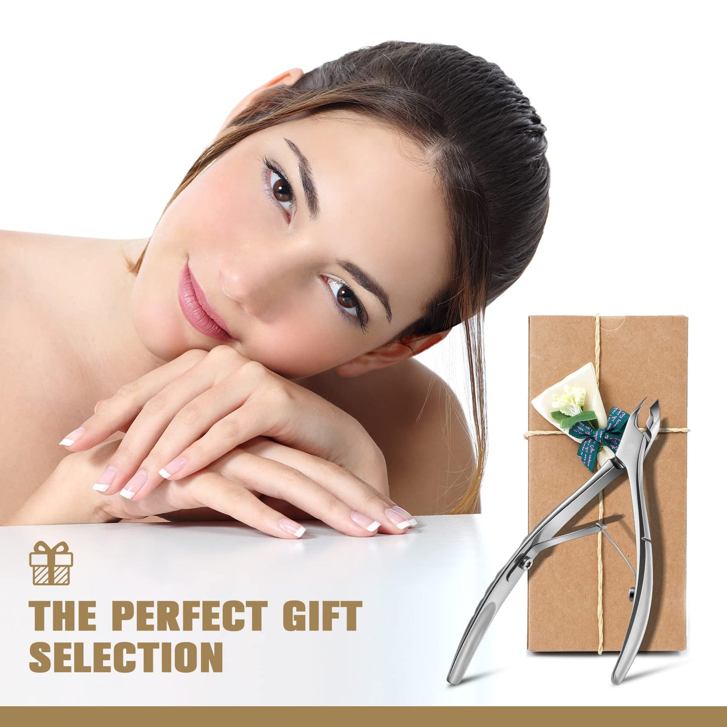 FERYES Cuticle Clipper with Pusher, 2 in 1 Professional Cuticle Trimmer, 6mm Full Jaw Cuticle Nipper, Stainless Steel Cuticle Remover Tool Mirror Silver