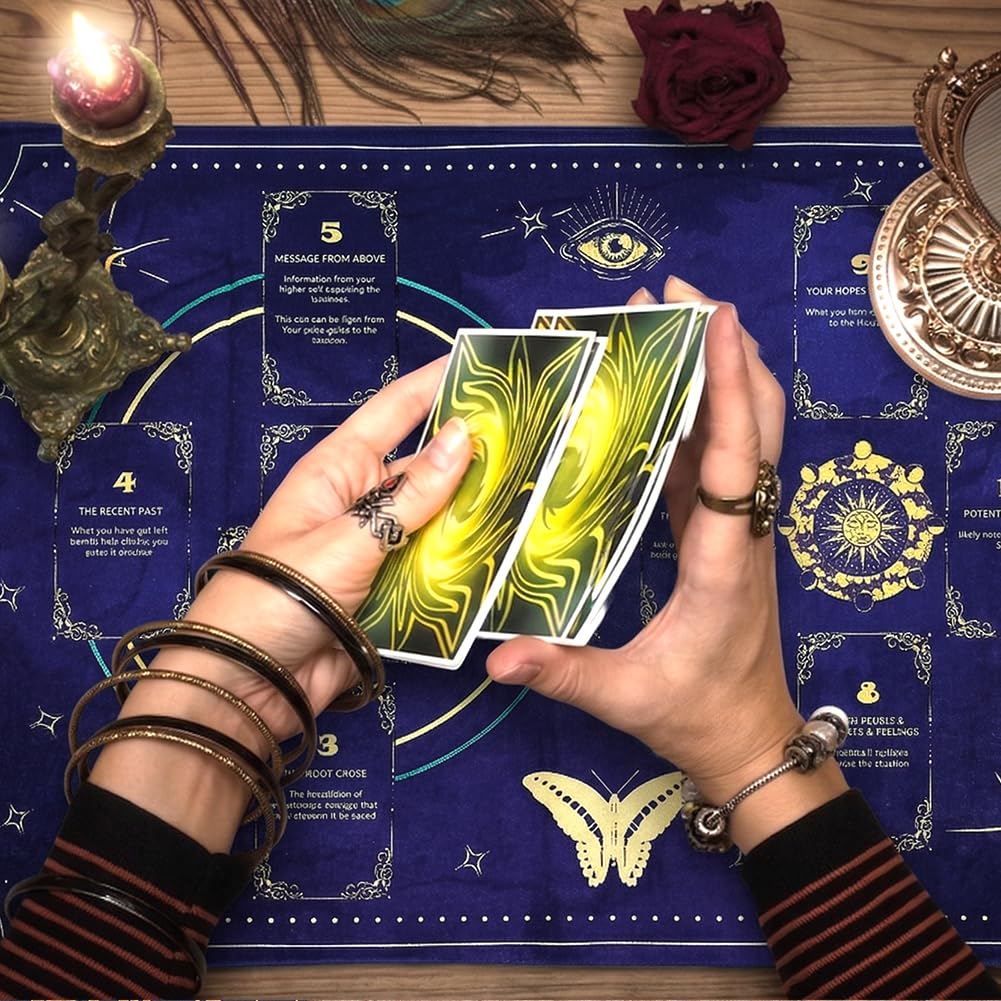 INFUNLY Tarot Card Bag Tablecloth Set Purple Butterfly Altar Cloth 30x20 Velvet Tarot Tablecloth with Pentacle Pendant Astrology Divination Non Slip Mat for Cards Reading Crystals Spiritual Rituals