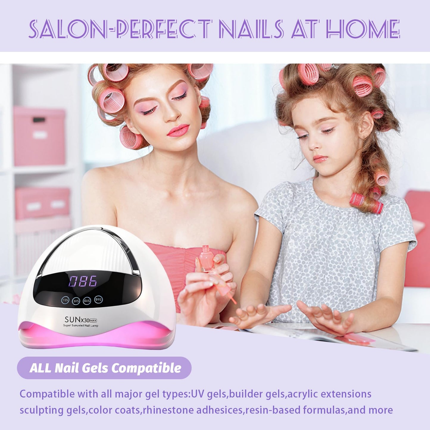 500W UV LED Nail Lamp, 90 LEDs Gel Nail Dryer for Fast Curing with LCD Display, 4 Timer Settings & Auto Sensor, Salon-Grade Nail Light for Home and Nail Salon Use