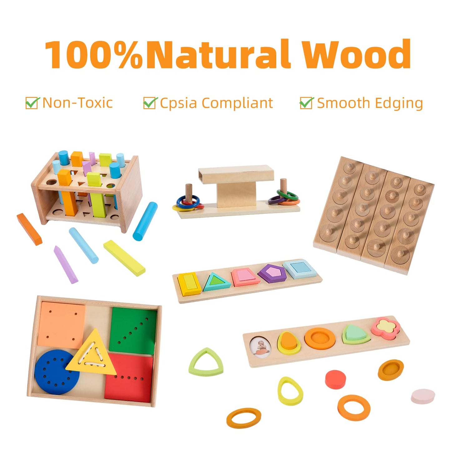 Adena Montessori Play Kit for 22-24 Months Baby Developmental Playset for Toddlers Preschool Learning Toys, Medium