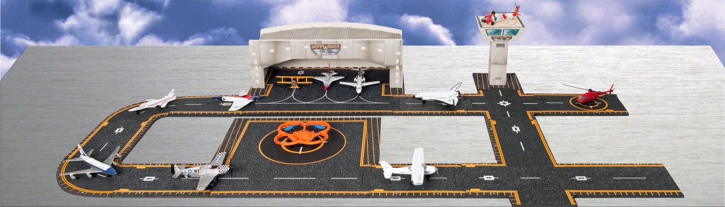 Hot Wings Planes P-38 Lightning with Connectible Runway Die Cast Plane, Grey Die Cast Plane in Aviation Museums Nationwide