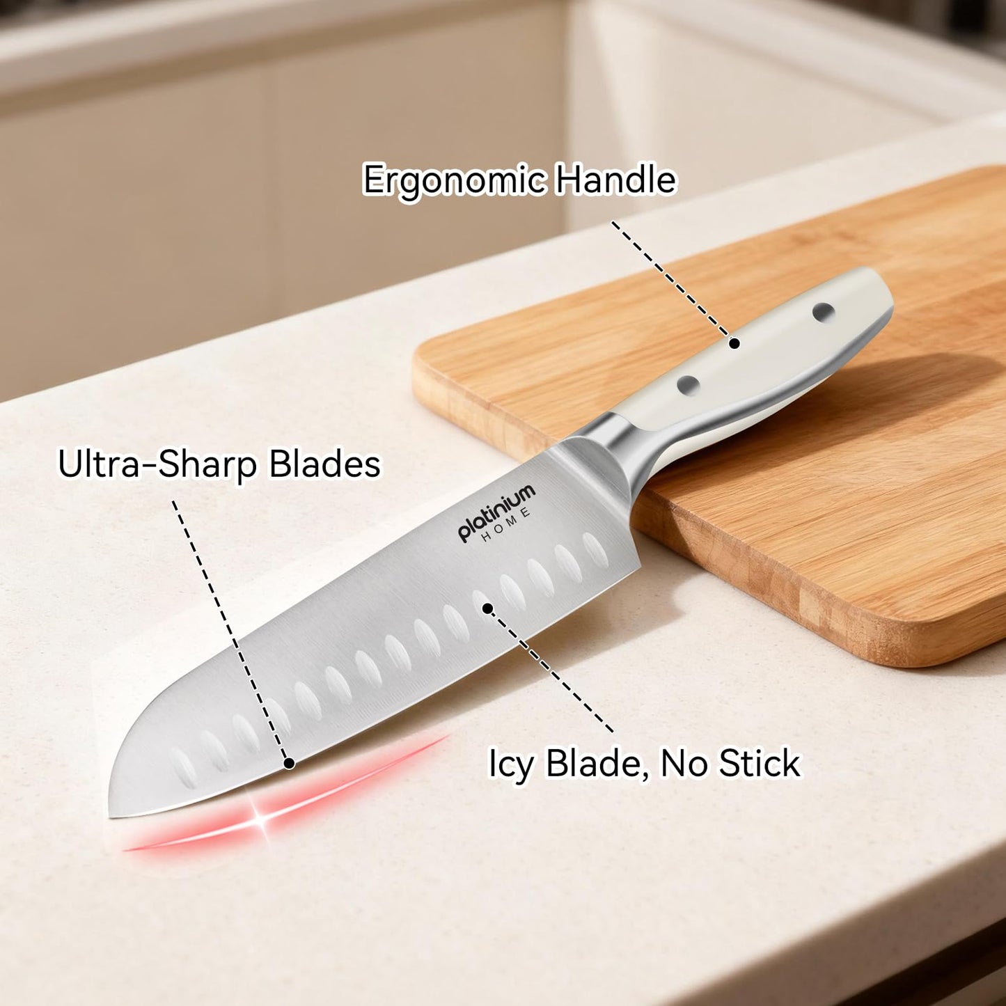Kitchen Knife Set of 5,Professional Chef knife High Carbon Stainless Steel White Chefs Knives for Home Cooking, Includes Chef, Santoku, Boning, Utility, Peeling Knives with Gift Box