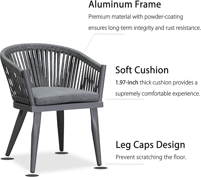 PURPLE LEAF 11 Pieces Outdoor Dining Set with Patio Aluminium Dining Table and Wicker Rattan Chairs Modern Furniture Cushions Sets for Backyard Indoor Decor Kitchen Grey