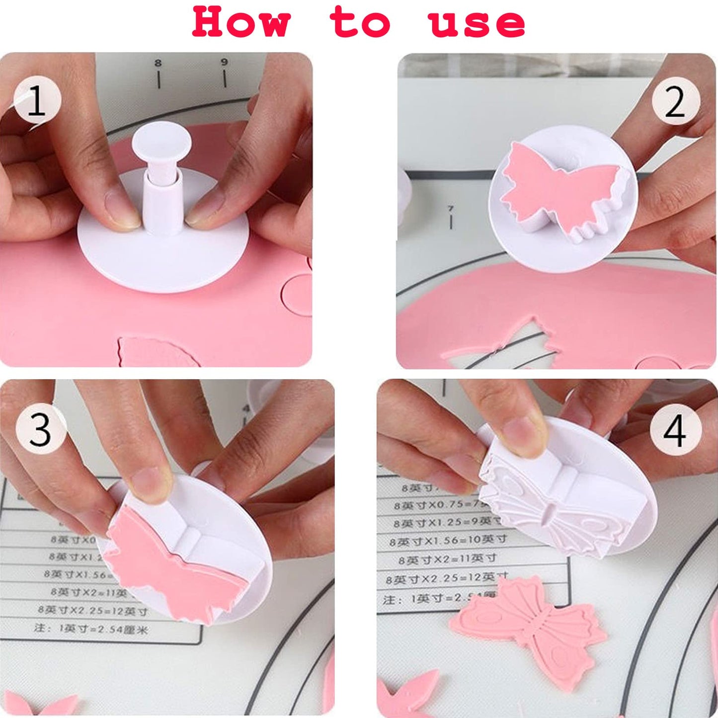 36-piece Flower Fondant Cutters Gum Paste Cookie Stamp Cake Decorating Tool Set - Daisy Leaf Butterfly Heart Plunger Cutter Seal DIY Handmade Clay Embosser Mini Mold Maker