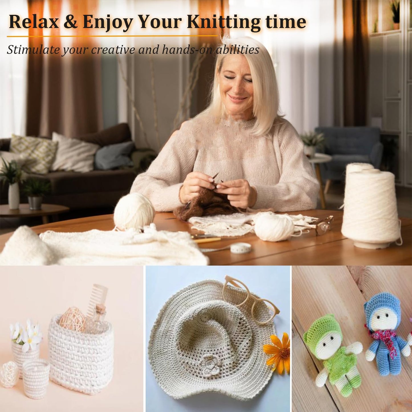 Mdoker 21 Sizes Crochet Hooks Set,Ergonomic Crochet Hook with Case for Arthritic Hands,Complete Crochet Set for Beginners & Lovers(0.8mm-10mm)