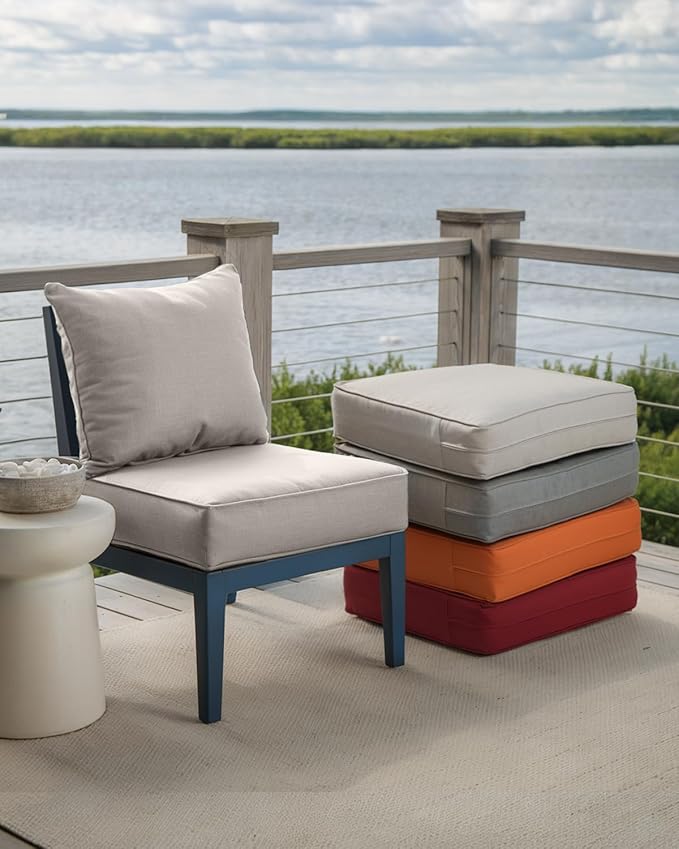 Luxury 24x24x6 Inch Outdoor Cushions for 5 Peice Patio Furniture Set - Set of 5 Water-Resistant Pillow for Dining Rocking Swivel Chairs Loveseat Couch Sectional Sofa - Beige