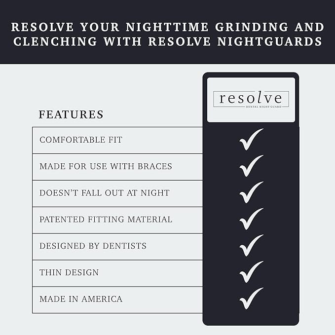Resolve Night Guard - Custom-Fit Professional Mouth Guard for Nighttime Teeth Grinding and Clenching, Relieve Tooth Pain at Night with 2-Pack Night Guard (Clear)