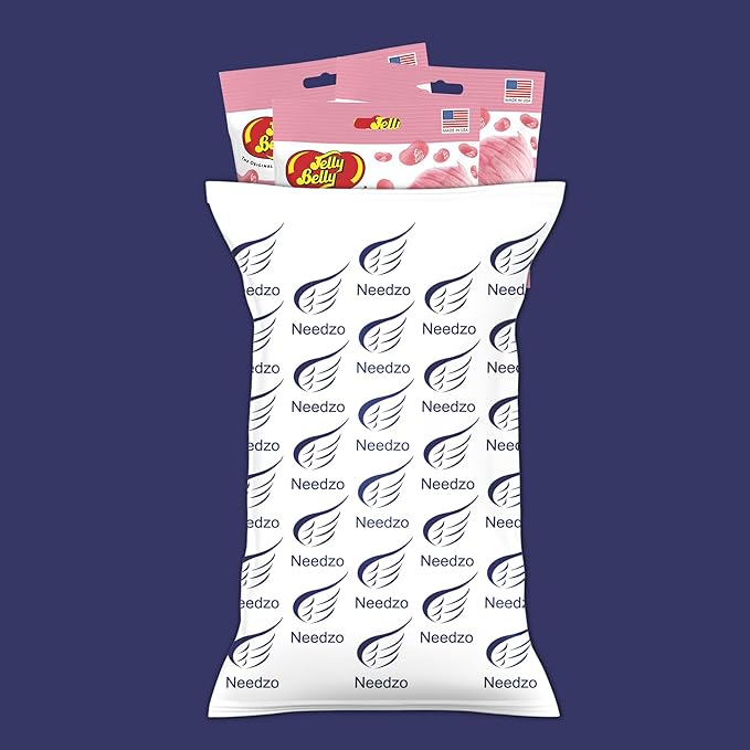 Needzo Jelly Bean Cotton Candy Flavored Beans, Pink Carnival Themed Gourmet Chewy Candy for Boys or Girls, Shareable Bagged Candies, Pack of 3, 3.5 Ounces