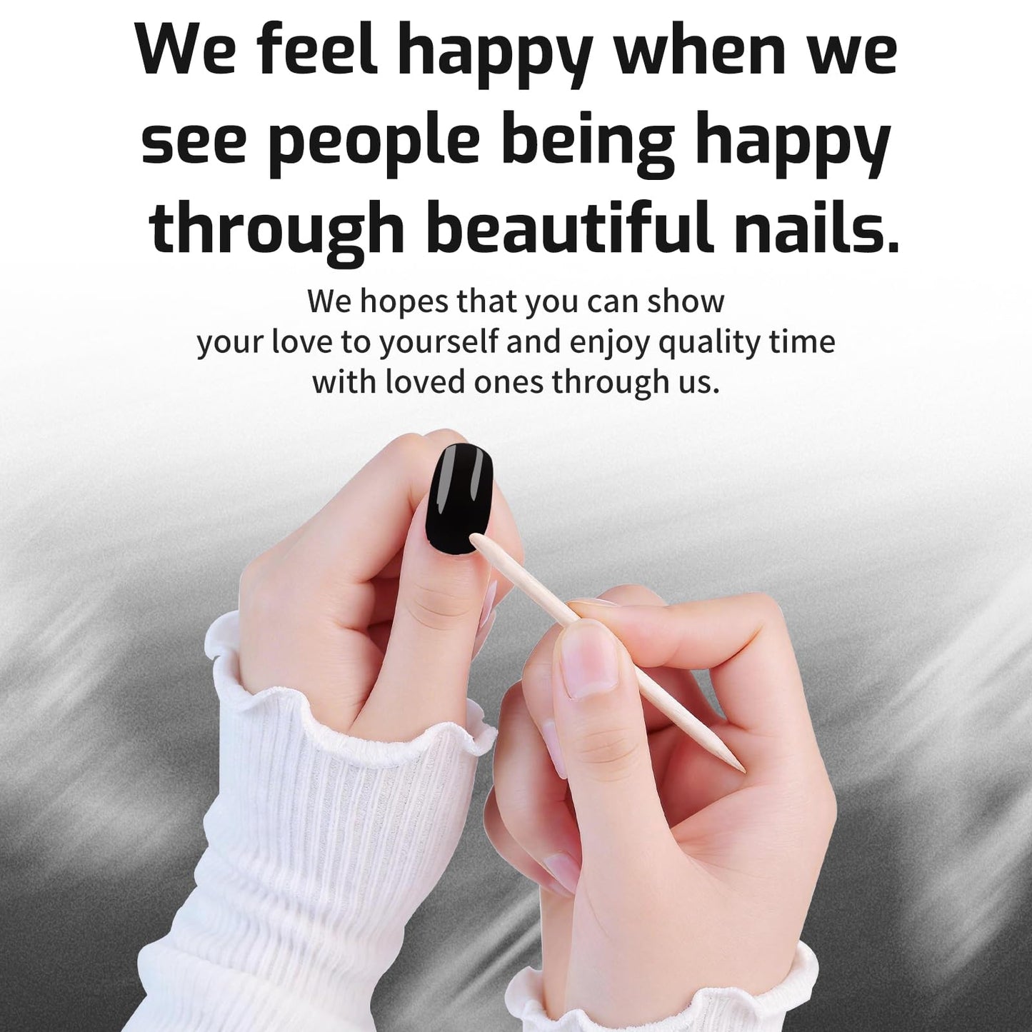 Semi Cured Gel Nail Strips -Jet Black -Stylish Nail Wraps, No UV Light Needed, Effortless Application & Removal, Salon Quality, Includes 16 Wraps, 1 Prep Pad, Wooden Stick & Nail File