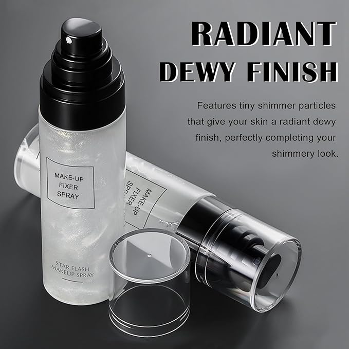 Glow Makeup Setting Spray, Shimmer Dewy Hydrating Setting Spray for Makeup Glowing Long-Lasting Radiant Finish, Lightweight Formula, All-Day Wear, 3.38 Fl Oz