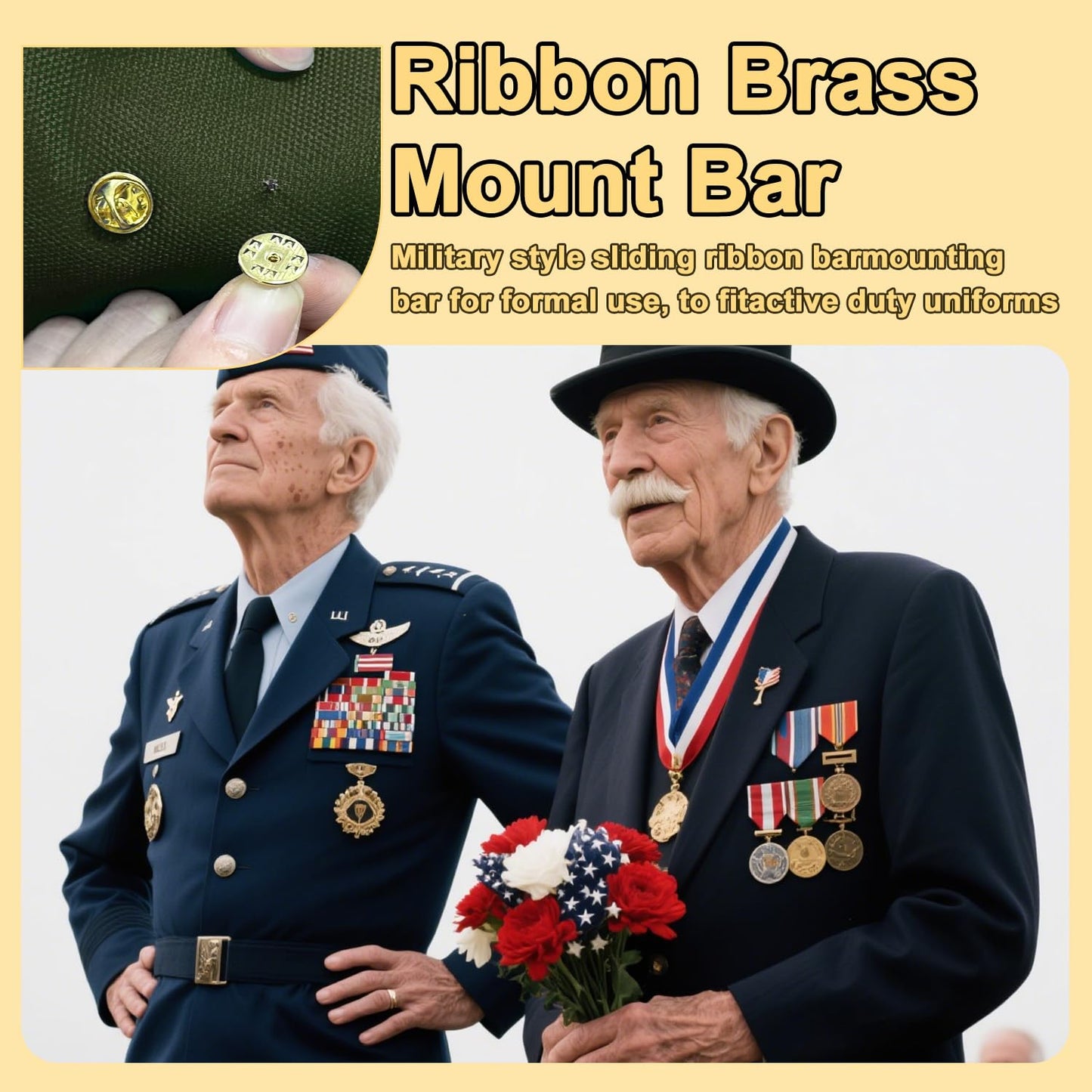 Military Ribbon Holding Bar 1 and 3 Ribbon Mounting Bar for Uniforms Organizer Holder