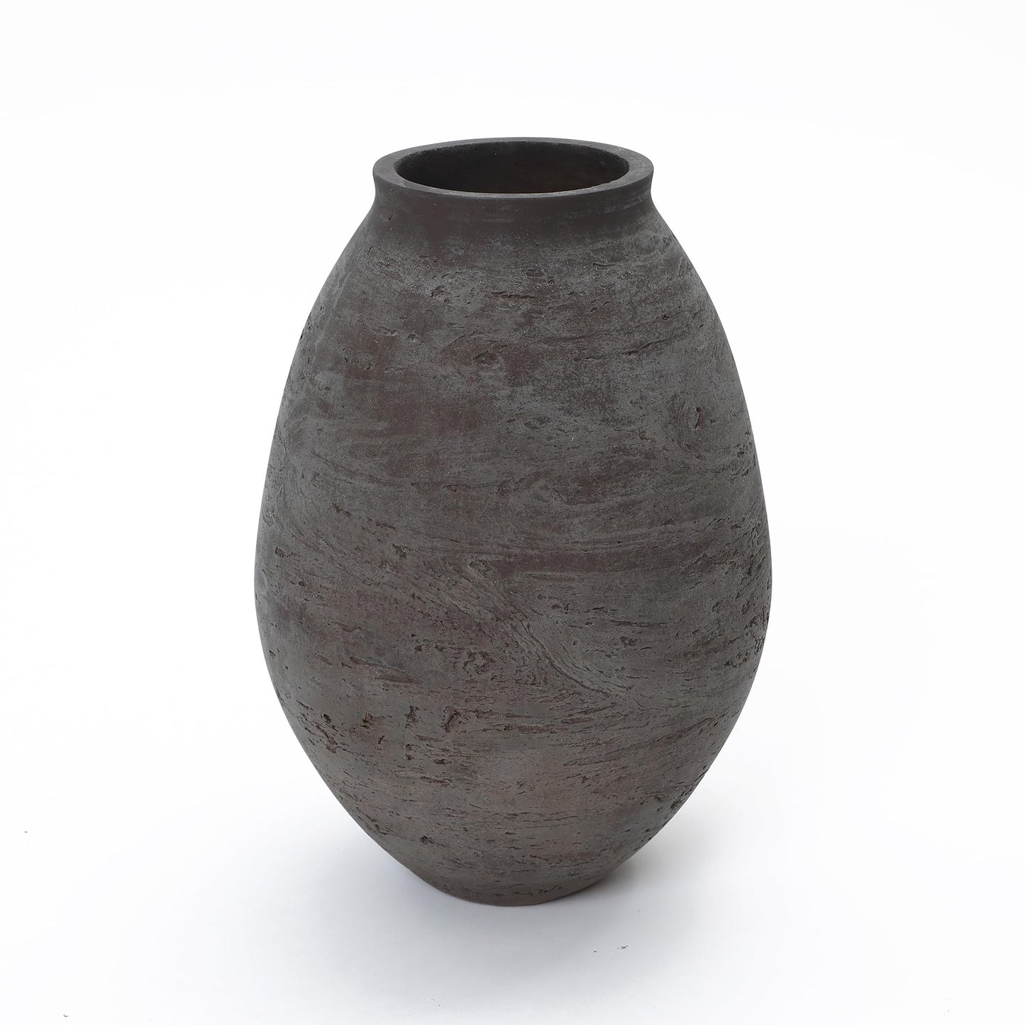 LuxenHome 13" Cement Large Floor Vase, Antique Brown Rustic Vases, Decorative Terracotta Vases Home Decor, Farmhouse Pottery Home Accent