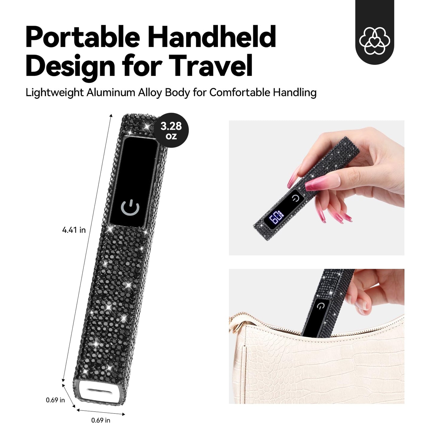 SAVILAND Black U V Light for Gel Nails: Handheld 12W 8X Speed Nail Flash Cure Lamp with Dual Timer & Touch Screen & LCD Display Screen Portable 400 mAh LED Flash Cure Light Nail Art Home