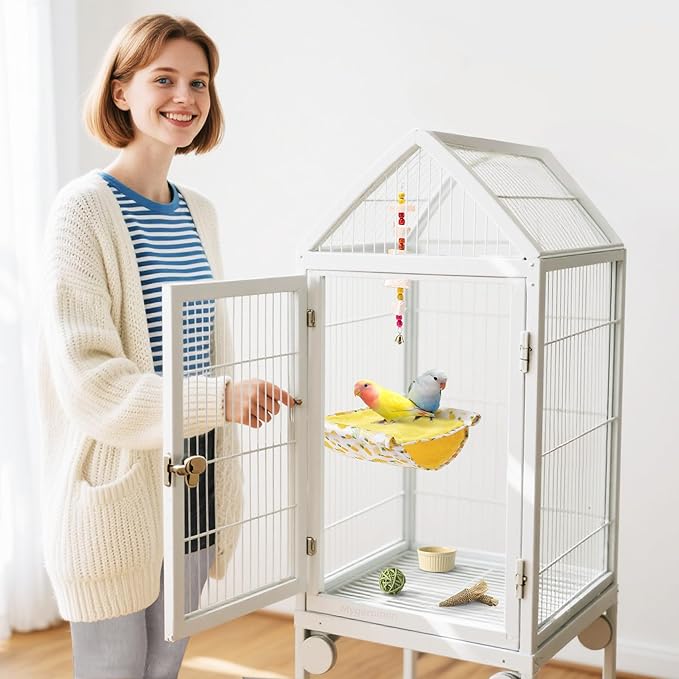 Mygeromon Bird Bed Hammock for Cage Parakeet Sleeping Hut Winter